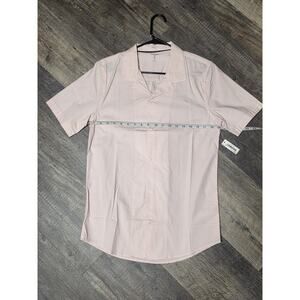 Amazon Essentials Mens Resort Shirt Small Slim Fit Pink Short Sleeve Cotton